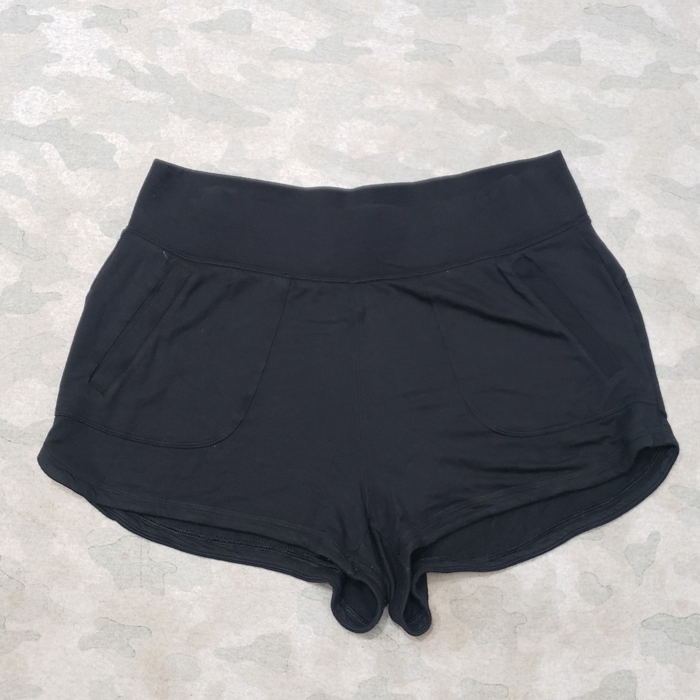 Athleta Shorts Womens Large Black Active Yoga Drawstring Tennis Running Outdoors